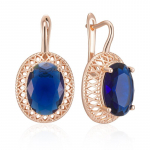 V&otilde;rgustiktuur Inlay Sinine Tsirkoon Ovaalsed Geomeetrilised Inglise K&otilde;rvar&otilde;ngad Naistele Mood Kuldsed K&otilde;rvar&otilde;ngad Aksessuaarid Etnilises stiilis Pulmapeo Ehted sinine