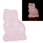 Rose Quartz Carved Kitten shaped Decor Pink Crystal Healing Stone Gemstone Decoration