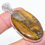 Tiger Eye Handmade 925 Sterling Silver Jewelry Pendant 2.25 a9u22