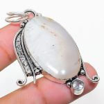 Dendrite Opal, White Topaz 925 Sterling Silver Jewelry Pendant 2.29 z0b84