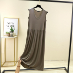 Naiste pluss-suurused L kuni 6XL Modal kleit Varrukateta toppkleit Plisseeritud pidžaamakleit Keskmise pikkusega v&ouml;&ouml;kohta salendav kleit Lai koduriietus 4XL