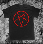 P&ouml;&ouml;ratud pentagrammiga s&auml;rk - Punk Okultne Gooti Kurjus Saatan Kitsepea Pentagramm Saatanlik Mendes'i Kits 100% Puuvill Pluss Suuruses Topid XL beež
