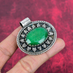 Smaragdripats, 925 h&otilde;bedast ripats v&auml;&auml;riskividega ehe, k&auml;sitsi valmistatud ripats h&auml;mmastav ehe, kingitus talle 1.88 Inches roheline