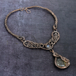 Golden Rutile, Moonstone Handmade Copper Wire Wrap Jewelry Necklace 18 e1j06