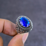 London Blue Topaz Handmade 925 Sterling Silver Ring Size 8 Gift For Her y4g75