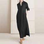 Naiste mood Denim Kleit Uus S&auml;rk Kaelus Denim Nupp Pikk Seelik S