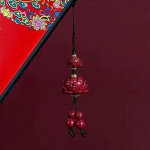 Naturaalne Cinnabar Lotus auto v&otilde;tmehoidja Hiina stiilis Lucky telefoniketi koti rippuv ripp 06