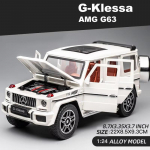 Uus 1:24 AMG G63 mudelauto tsingisulamist survevalatud mudel, tagasit&otilde;mmatav heli ja valgusega m&auml;nguauto, sobib lastele poiste kingituste kollektsiooni kaunistused valge