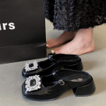 Kivist kandiline pandla kott peakate pool sussid naiste suveks 2025 uus mood paks konts h&otilde;bedased super kuumad Mary Jane kingad 40 must