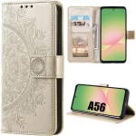 Kaitse&uuml;mbris Samsung Galaxy A56 5G jaoks - BOOLING - P&otilde;rutuskindel - S&uuml;nteetiline nahk - Mandala muster - Kuldne kuld