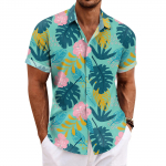 Hawaii s&auml;rk meestele, meeste vintage n&ouml;&ouml;pidega keeglis&auml;rgid l&uuml;hikeste varrukatega suvine rannas&auml;rk XXXXL