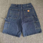 RogueWave Ameerika Retro Denim L&uuml;hikesed P&uuml;ksid Sinised Vabaaja T&auml;nav Hip-hop Stiil Viiepunktilised P&uuml;ksid Y2K Denim L&uuml;hikesed P&uuml;ksid 30 sinine