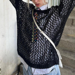 Harajuku &otilde;&otilde;nsad kootud pulloverid Crewneck S&uuml;gisvintage Fairycore Grunge Top Mood Retro Smock Sviiter L