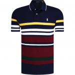 Polo Ralph Lauren SS24 V&auml;ikese hobuse logoga tikitud triibuline polos&auml;rk Meeste polos&auml;rgid Tumesinine 710812959-001 XS