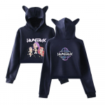 Mood KPop Deemonik&uuml;ttide Prindiga Kawaii L&uuml;hike Kapuutsiga Kampsun Naljakate Kassik&otilde;rvadega L&uuml;hike Pusa Kapuutsiga Pullover Naiste Topid Streetwear XXS tumesinine v&auml;rv