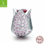 SCC569 H&otilde;bedane Tulp S925 Sterling H&otilde;be Euroopa ja Ameerika DIY Helme K&auml;ev&otilde;ru Silver