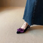 Lambanahk versioon~ 20 prantsuse ni&scaron;i pehme tallaga temperamendiga terava ninaga igap&auml;evased lilledega madala suuga paksu kontsaga k&otilde;rged kontsad naised 39 must