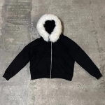 ZYLLO Must T&otilde;mblukuga Karusnahast Patchwork Disain Naiste Meeste Hupparid Moodsad Soojad Korea Stiilis Dressipluusid Y2k Pikkade Varrukatega Unisex S