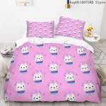 Gabby nukumaja voodipesukomplekt Kawaii voodipesukomplekt &Uuml;heinimese Kaheinimese suurus Kodu dekoratsioon T&uuml;drukutele Lastele Joonisfilm Armas Kass Tekikotikomplekt EU Single135x200cm