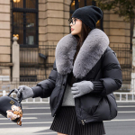 Streetwear Suure karvakraega udusulega puuvillase polsterdusega jakk Naiste talvine l&uuml;hike parka Paks soe mantel Naiste moer&otilde;ivad 3XL must/hall