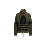 Adidas Originals Trefoil Seisva kraega lukuga spordijakk Meeste jakk Tumeoliiviroheline HC0326 XXS