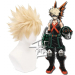 Anime My Hero Academia Bakuu ei kangelane Bakugou Katsuki Bakugo l&uuml;hike linane blond kuumakindel Cosplay kost&uuml;&uuml;miparukas as the picture-