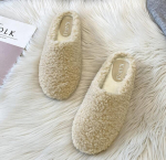 Mood 2025 Talvised Villased Sussid Naistele Krussis Lambanahast Lamedad Kingad Soojad Mugavad Libisevad Pantuflas Majaslippersid Femme Puuvillast Lambavillast Mules 4.5 beige