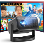 Koduprojektor Uus 4K Laekinnitatav Kompaktne Elektriline Automaatne Trapetskorrektsioon HiFi Bluetooth WIFI &Uuml;hilduv TV M&auml;ng Kingitus [2025 Mudel, 360&deg; P&ouml;&ouml;ramine, 18 000] must