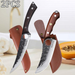 2 TK Roostevabast Terasest Sepistatud Kondinuga Noatupp Puuvilinuga K&auml;sitsi Valmistatud Nuga Koorimisnuga Terav K&ouml;&ouml;gi Kokanuga 2PCS