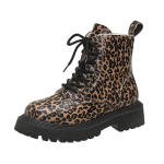 Mood 2024 Trend Uued Lumesaapad Talvine Jalutamine Naistele Gooti Mootorrattasaapad Leopardimuster Paks Tald Paks Tald Libisemisvastased Naiste Saapad 39 black