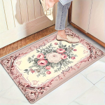 Masinpestav Prantsuse maaelu lilleline imav matt, Ristk&uuml;likukujuline k&ouml;&ouml;ki, vannituppa, elutuppa, dekoratiivne esikusse, p&otilde;randale 80x120cm 31x47inch beige