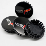 4x Must Valge Velje Keskkatte Kork 2008-2013 Corvette Ristlipuga 68mm