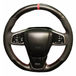 For Honda Civic 10 2016- CRV CR-V 2017- Clarity 2016-2018 Black Leather Carbon fiber Car Steering Wheel Cover Black Thread