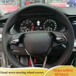 Car Steering Wheel Cover For Skoda Octavia PRO KAROQ - ized Car Interior Accessories Original Steering Wheel Braid 3 Colors Thread