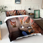 Zootopia Judy Nick Tekikate Komplekt Tekk Voodipesu 3D Laste Voodipesu Komplekt 3-osaline 1 Tekikate Kuninglik Suurus AU Single(140*210cm)3pcs