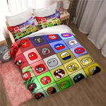 Uus Countryball Polandballs Voodipesukomplekt Magamistoa Tekikottikomplekt &Uuml;he- Kahekohaline Kuninglik Voodikomplekt T&auml;iskasvanute Laste Magamistoa Tekikott EU Double(200*200cm)3pcs
