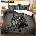 Hundi tekkikate komplekt Loomamustriga voodipesu komplekt Lahe metsloomade tekikate Lastele Sillerdav sinine Metsik hunt Pol&uuml;ester Tekikate EU Single(135*200cm)3pcs