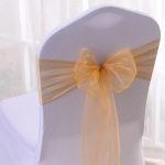 50 tk/100 tk Pulmatooli Satiinpaelad Kristall Organza Tooli Vibu Paelad Peo&uuml;rituse Banketi Kaunistamiseks 50pcs kuld