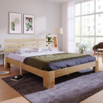 Lit double - MUVOE - 200 x 140 cm - Bois massif - T&ecirc;te de lit - Design compact