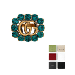 Gucci GG Marmont Double G Logo Klassikaline tepitud moeehted L&auml;ikiv s&otilde;rmus Unisex ehted Kuldne 605820-J1D50-8067 XS blue