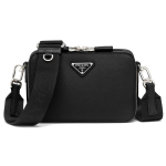 Prada Brique Saffiano Nahast &Otilde;lakott Meeste k&auml;ekotid Must 2VH070-9Z2-F0002-V-EMI Shopping Bag Set(Basic Set+Shopping Bag)