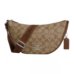 Coach Pace 29 Logo T&otilde;mblukuga Suletav Kaetud L&otilde;uend ja Peen Vasikanahast Risti-keha &Otilde;lakott Suur Naiste &otilde;lakott H&otilde;bedane Khaki Sadul CT643-SVWQ3 Basic Set (Bag+Dust Bag)