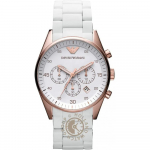 Emporio Armani Tazio Suur Valge Metall Meeste Kronograaf Kvartsikell AR5919 valge