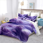 Kerge premium lilla lillemustriga pehme tekikott King-suuruses M&otilde;&otilde;tmed 3D digitaalselt tr&uuml;kitud voodipesu pehme pluss mugav 3-osaline komplekt 135*200cm Eu-Single gray
