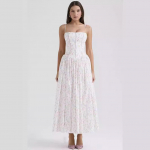 Suvine moodne rihmakleit Elegantne tr&uuml;kitud lukuga pikk kleit S