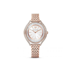 Swarovski Crystalline Aura K&auml;ekell Kvartsliikumine Kuldne Pinnakate 18K Roosa Kuld Metallist K&auml;epael 35 mm Valge sihver Veekindel Naiste kellad 5519459 Regular Watch Box,Rose Gold Strap