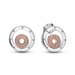 Pandora Signature Series mitme r&otilde;ngaga kahev&auml;rvilised 925 h&otilde;bedast k&otilde;rvar&otilde;ngad Naiste k&otilde;rvar&otilde;ngad 282314C01 Silver/Rose Gold,F