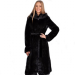 Naiste s&uuml;gis- ja talvine naaritsa mantli imitatsiooniga naaritsajope pikendatud mantel 2XL must