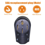 RV 50 AMP Male Replacement Power Cord Plug Heavy Duty Black w/ Handle Plug must