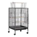 Linnupuuri, 460 x 460 x 770 mm, Avatava lamekatusega, Sepistatud rauast lindude lennupuur pulkade, v&auml;ljat&otilde;mmatava sahtli ja plastmassist s&ouml;&ouml;turitega, Rattad, Papagoi jaoks,